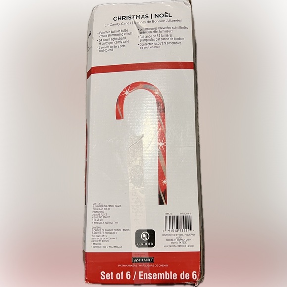 💥Ashland Red Candy Cane Strung Lights Set of 6 Christmas Holiday Winter - Picture 3 of 3